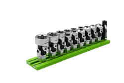 9 PC. DUAL DRIVE STUBBY UJ E-TORX  SOCKET SET - 1/4'' X 11MM DR. - GREEN MAGRAIL