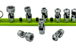 9 PC. DUAL DRIVE STUBBY UJ E-TORX  SOCKET SET - 1/4'' X 11MM DR. - GREEN MAGRAIL