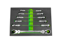 6 PC. DOUBLE DEEP SPLINE FLEX HEAD RATCHETING WRENCH SET - METRIC, INCLUDES: 8MM - 19MM
