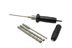 Hammer Drill Adapter, 4 Carbide Tipped Hammer Drills, 3/16", 1/4", 3/8", & 1/2"