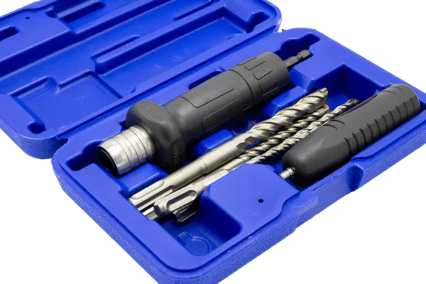 Hammer Drill Adapter, 4 Carbide Tipped Hammer Drills, 3/16", 1/4", 3/8", & 1/2"