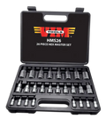 Master Hex Drive Set, 26 pc, 13 pc Metric - 2m thru 19m, 13 pc SAE - 3/32" thru 3/4"