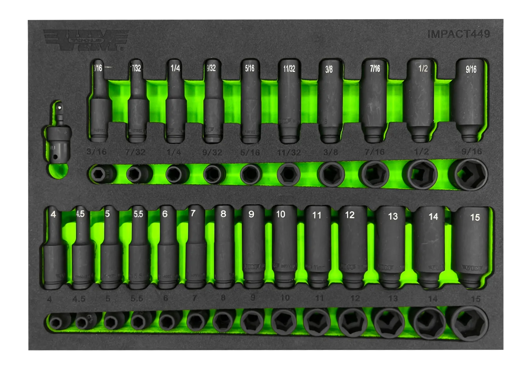 49 piece 1/4" impact socket master set