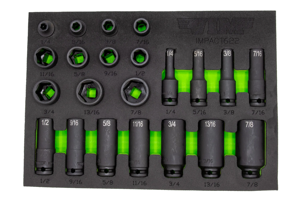 22 PC. 3/8" DR. SAE  IMPACT SOCKET SET
