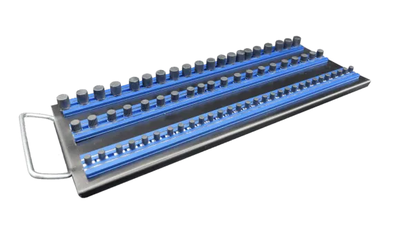 Magrail Tray, (3) 14" Blue Magrails, Packaged with 1/4",3/8" and 1/2" peg pack