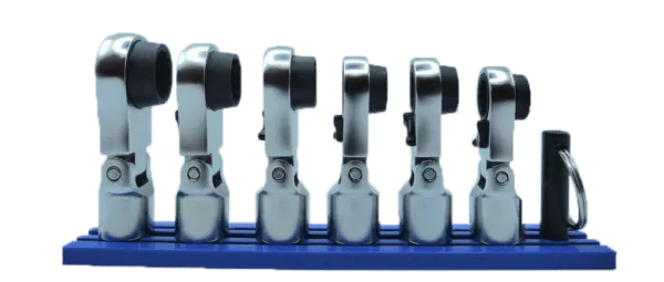 6 PC. 12PT OFFSET, FLEX HEAD RATCHETING WRENCH ATTACHMENTS (8 - 13MM)