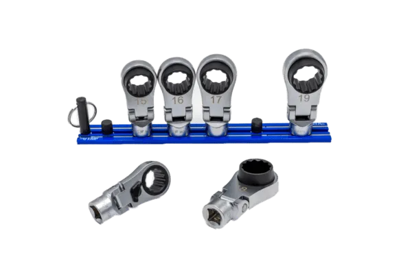 6 PC. 12PT OFFSET, FLEX HEAD RATCHETING WRENCH ATTACHMENTS (14 - 19MM)