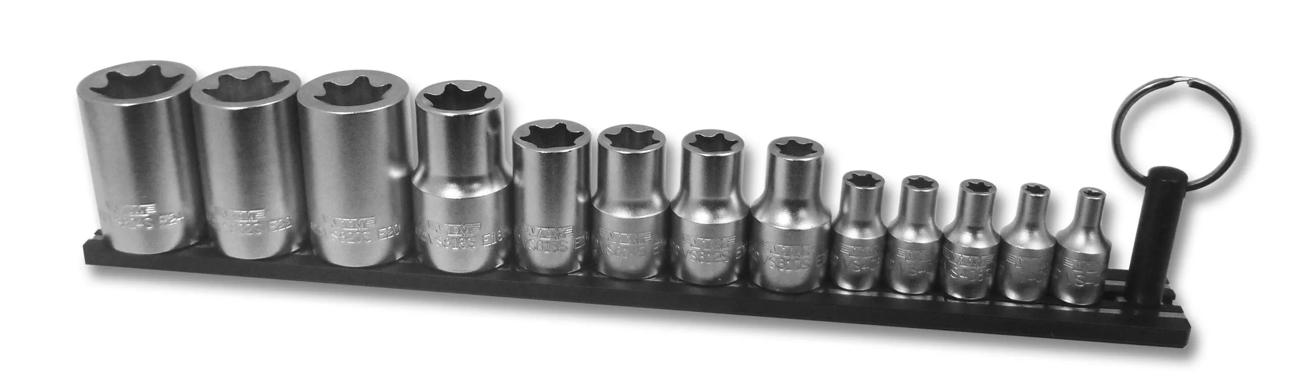 Elite 13pc. "E" Torx Set, E4 Thru E24, package on a Black Magrail