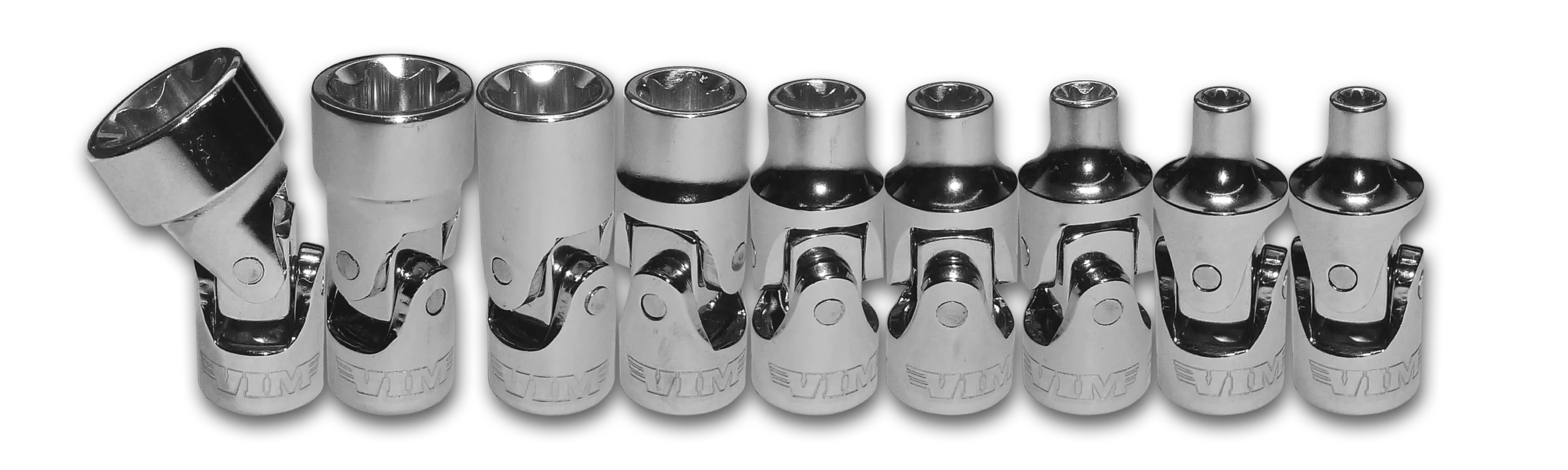 Universal Joint E-Torx 1/4" drive Set, Inverted Torx drivers E4 thru E16