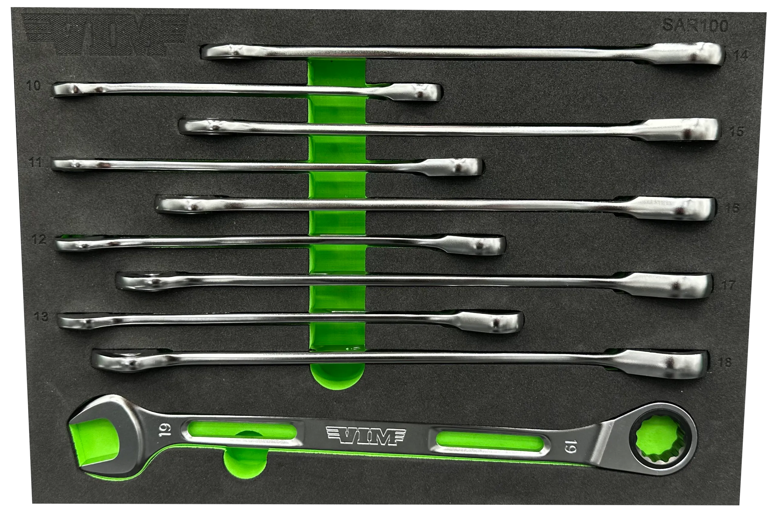 10 PC. SLIM ANGLED RATCHETING WRENCH SET