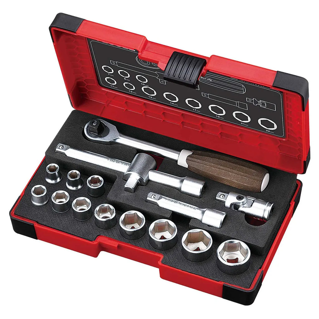 WOOD-COMPO Socket Wrench Set No.HRW3002M-W 3/8" SQ Drive 16PC. Set